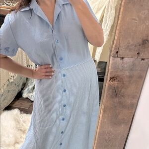 Vintage Katie Lee collection Blue Button-Up Midi Dress size XLarge